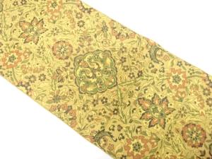 アンティーク　花更紗模様織り出し名古屋帯（着用可）